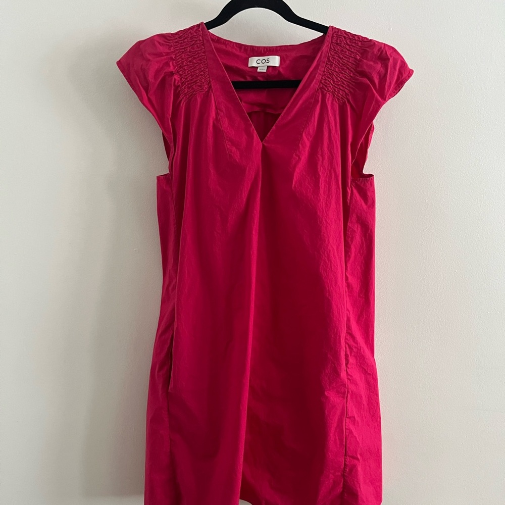 COS Fuchsia Cap-Sleeve Mini Dress